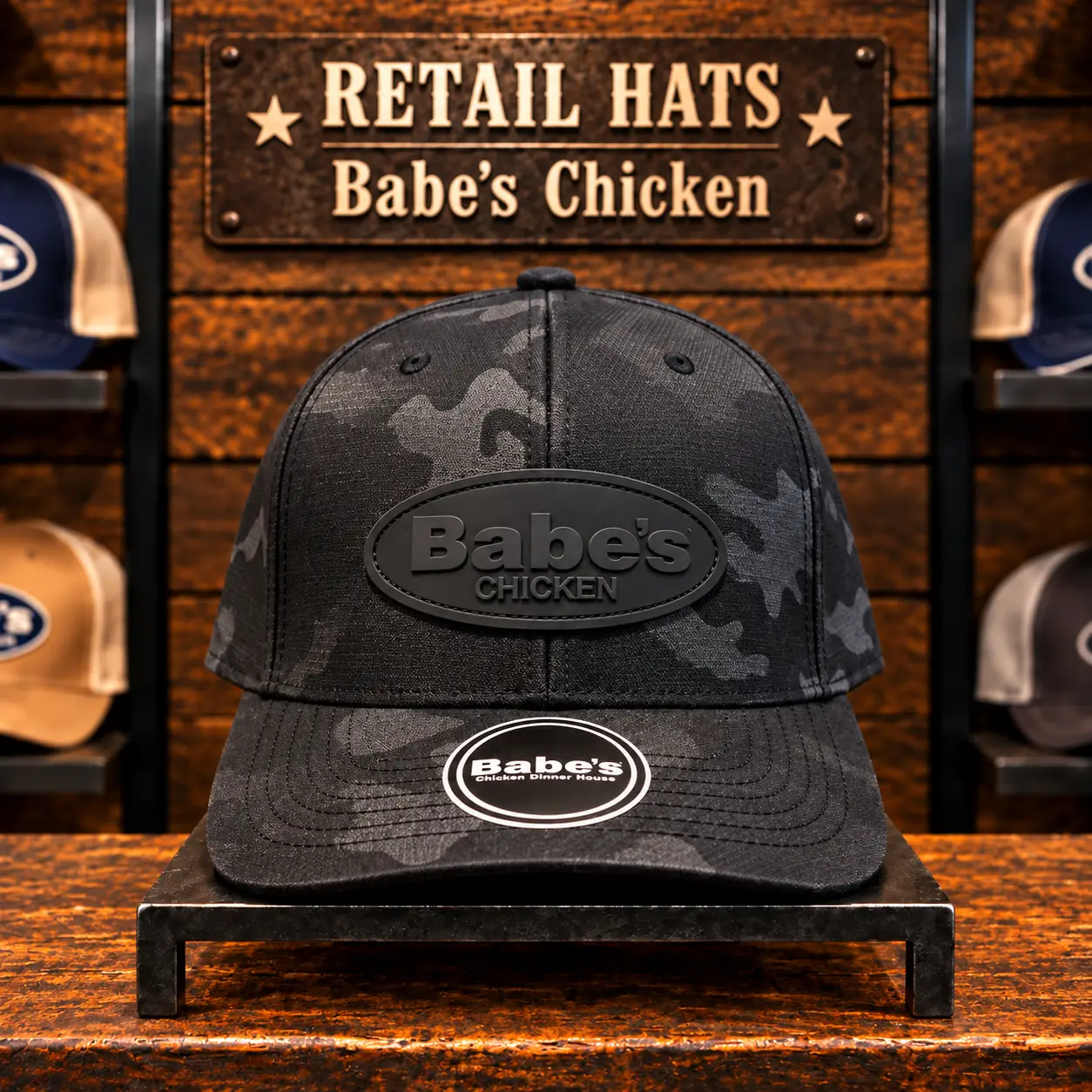 Babes Hat Black Camo Closeup