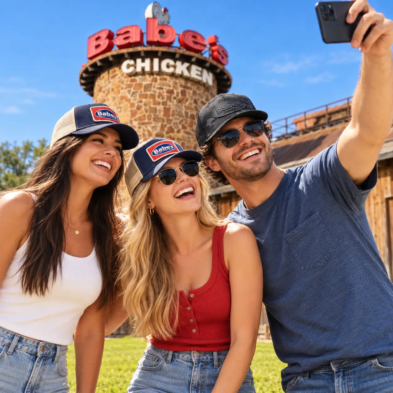 Babes Hat Blue With Red Square Cap